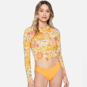 Hurley X Moore Aloha Bloomin Groove Cropped Long Sleeve Rashguard | Size M